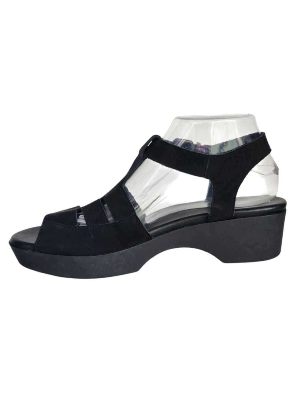 ARCHE Kimloo Platform Sandals Black Nubuck Leather Slingback‎ Size 39 8 - Picture 7 of 10